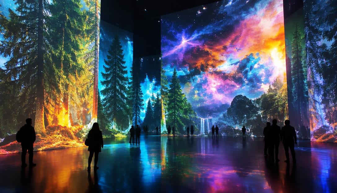 Visitors immersed in a brilliant digital art exhibition